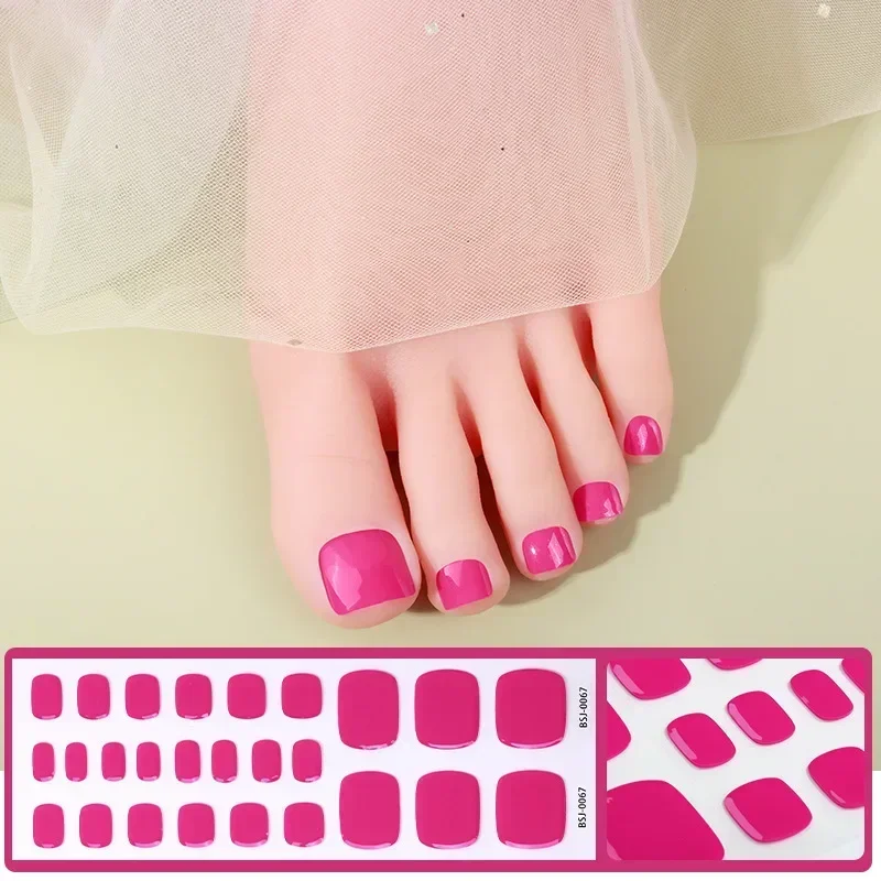 Toe Gel Nail Sticker Hardens with UV Lamp Curing Gel Stickers Waterproof Korean Full Cover Waterproof Polish Wraps Foot Strips nail stickers nail decals