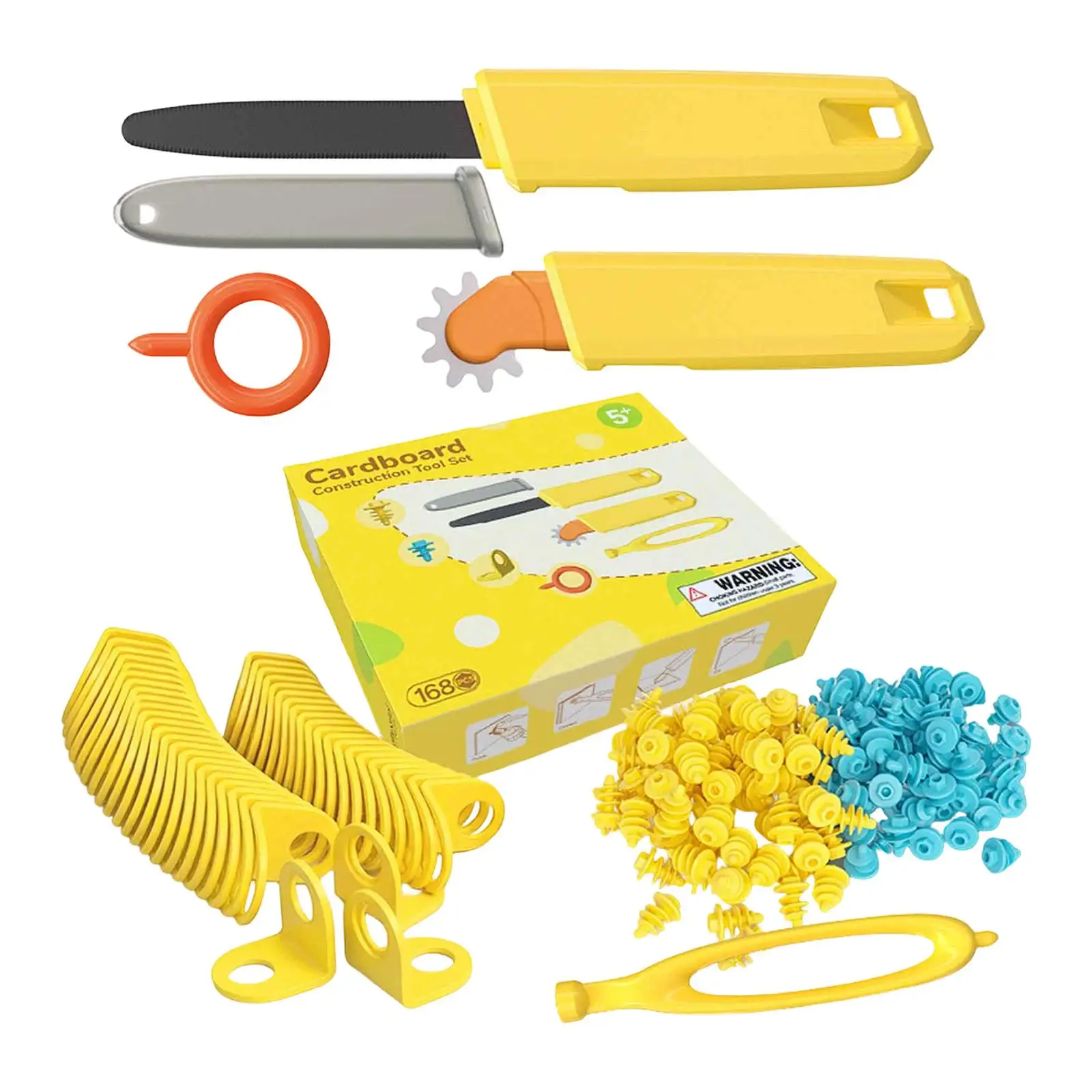 168x 골판지 건설 도구 키트 파티 선물 창의력 재사용 가능한 드라이버 선물 어린이 소년 소녀 학교용 조립 세트
