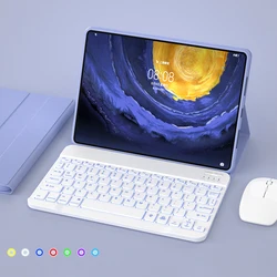 Multi-Device Bluetooth Keyboard and Wireless Mouse with Protective Tablet Case for MatePad Pro 11 (LED Lavender)