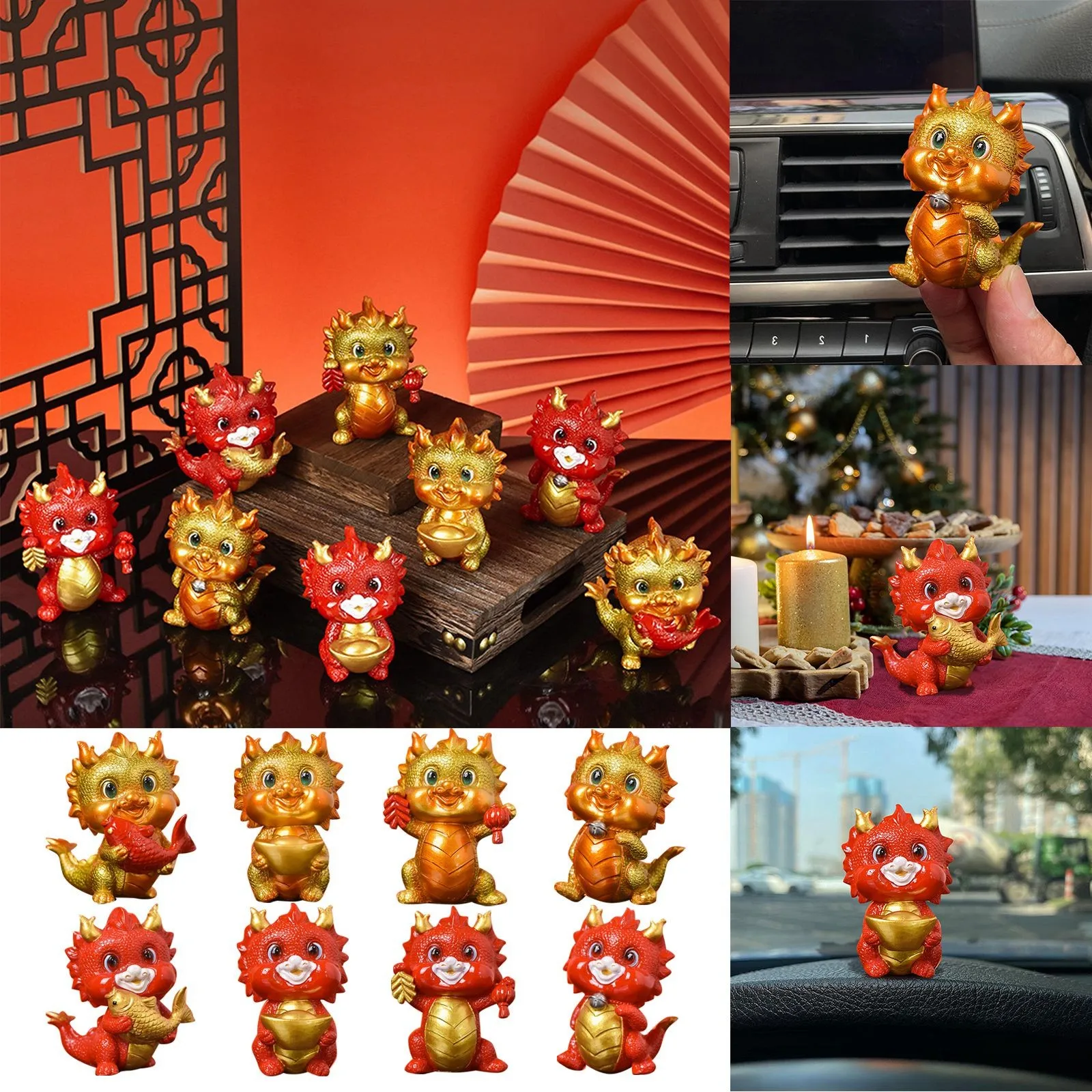 

2024 Year Of The Dragon Mascot Dragon Ornaments Resin Figures Home Living Room Decorations Lime Christmas Stockings