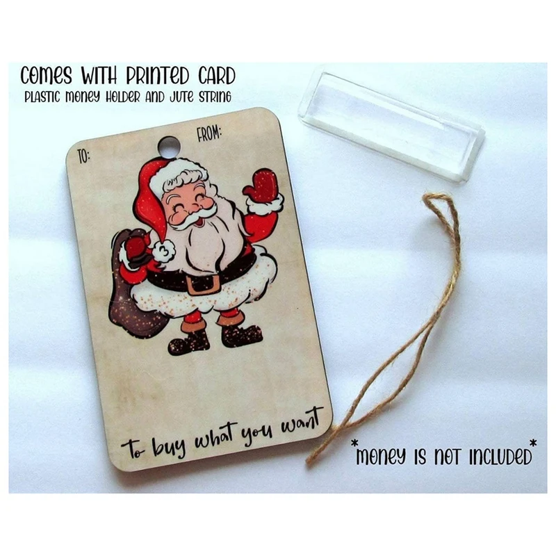 Christmas Wallet Gift, Handmade Wooden Wallet Christmas Decoration Blessing Tree Pendant Ornaments
