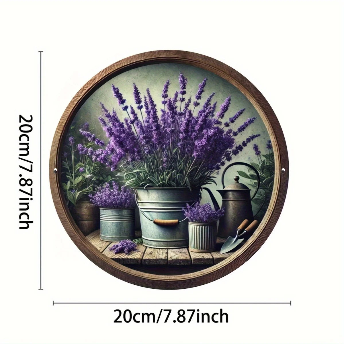 8in 2D Wooden Round Planter Flower Gardening Farmhouse Style Decorative Hanging Piece Enhances Home Atmosphere Indoor Outdoor Us - 6