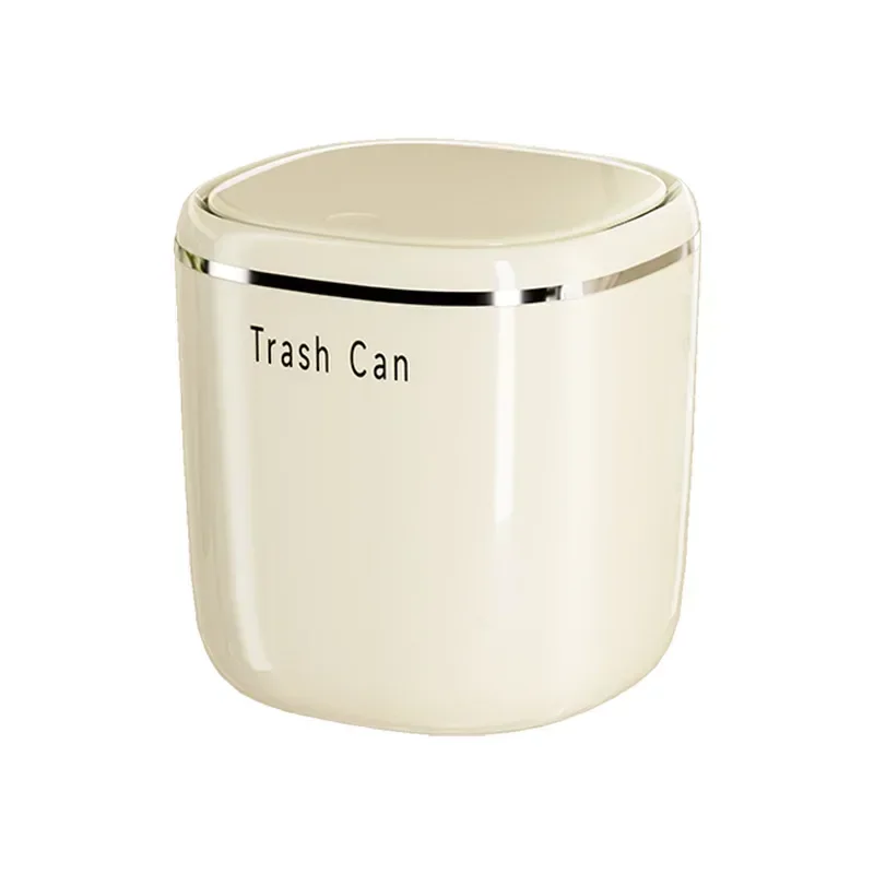 Mini Press Desktop Plastic Trash Can Home Office Supplies