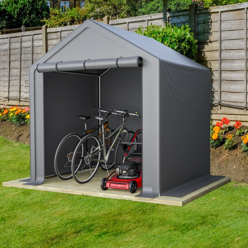 190×170×200cm Dunkelgraues Aufbewahrungszelt für den Außenbereich: Fahrradgaragen-Werkzeug-/Ausrüstungshalter für Garten/Garage, vielseitig einsetzbar – Detail 7