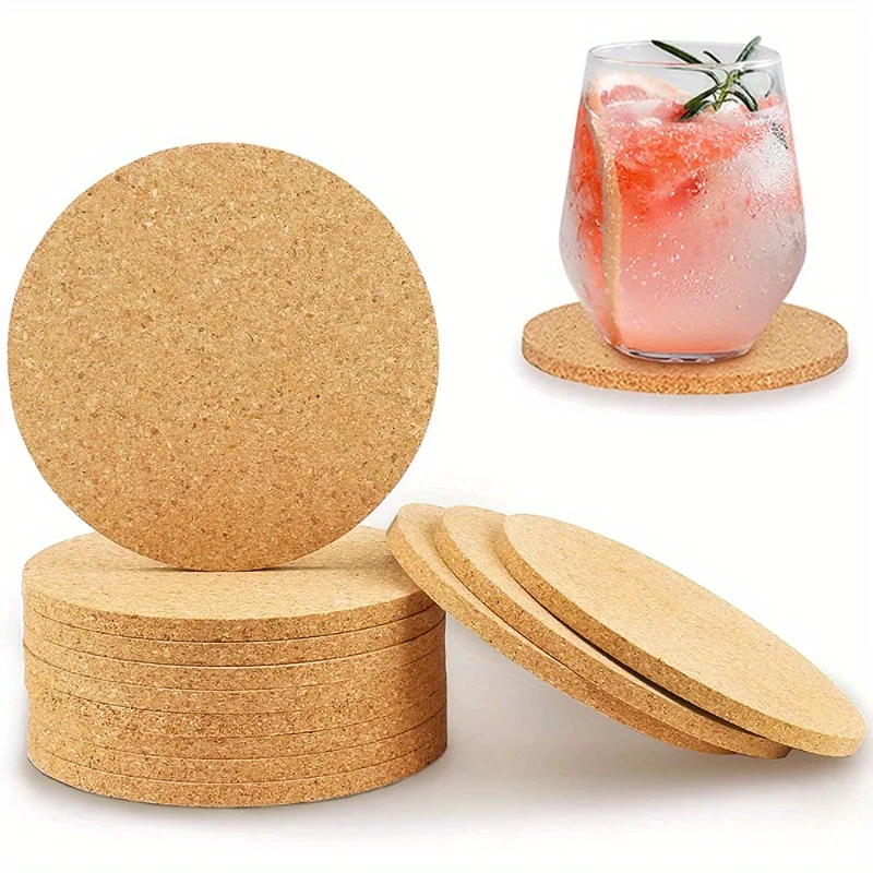 5pcs Insulated Non-slip Cork Table Cushion，Cork Coaster, Placemat, Cork Mat, Round Absorbent, Insulated, Non-slip Cork Table Mat