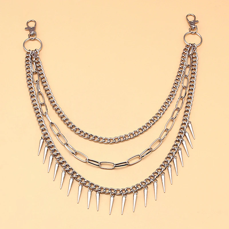Gelaagde Punk Ketting Op De Jeans Broek Vrouwen Spike