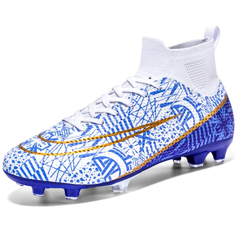 Football Shoes Men's High Ankle AG Sole Outdoor Cleats Football Boots Turf Soccer Cleats Kids Women Long Spikes Chuteira Futebol Sneakers