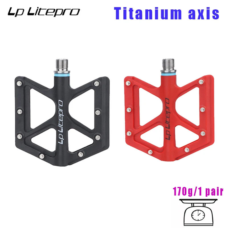 

Litepro Ultralight Seal Bearings Bicycle Bike Pedals Cycling Nylon Road bmx Mtb Pedals Flat Platform Bicycle titanium shaft 170g