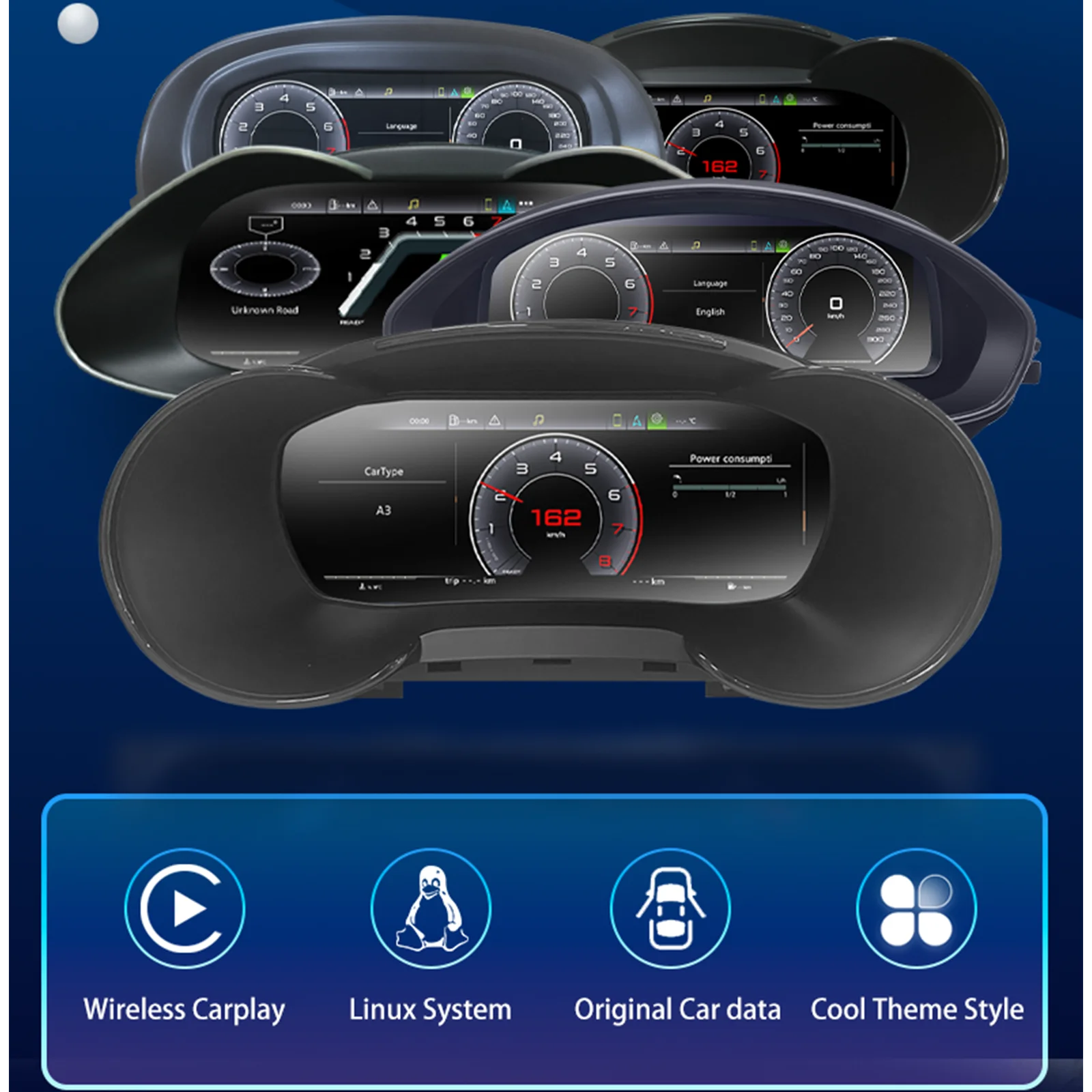 Panel de Instrumentos Digital para Audi A3 8V 2014-2019 Plataforma MQB, Cabina Virtual, Velocímetro 4