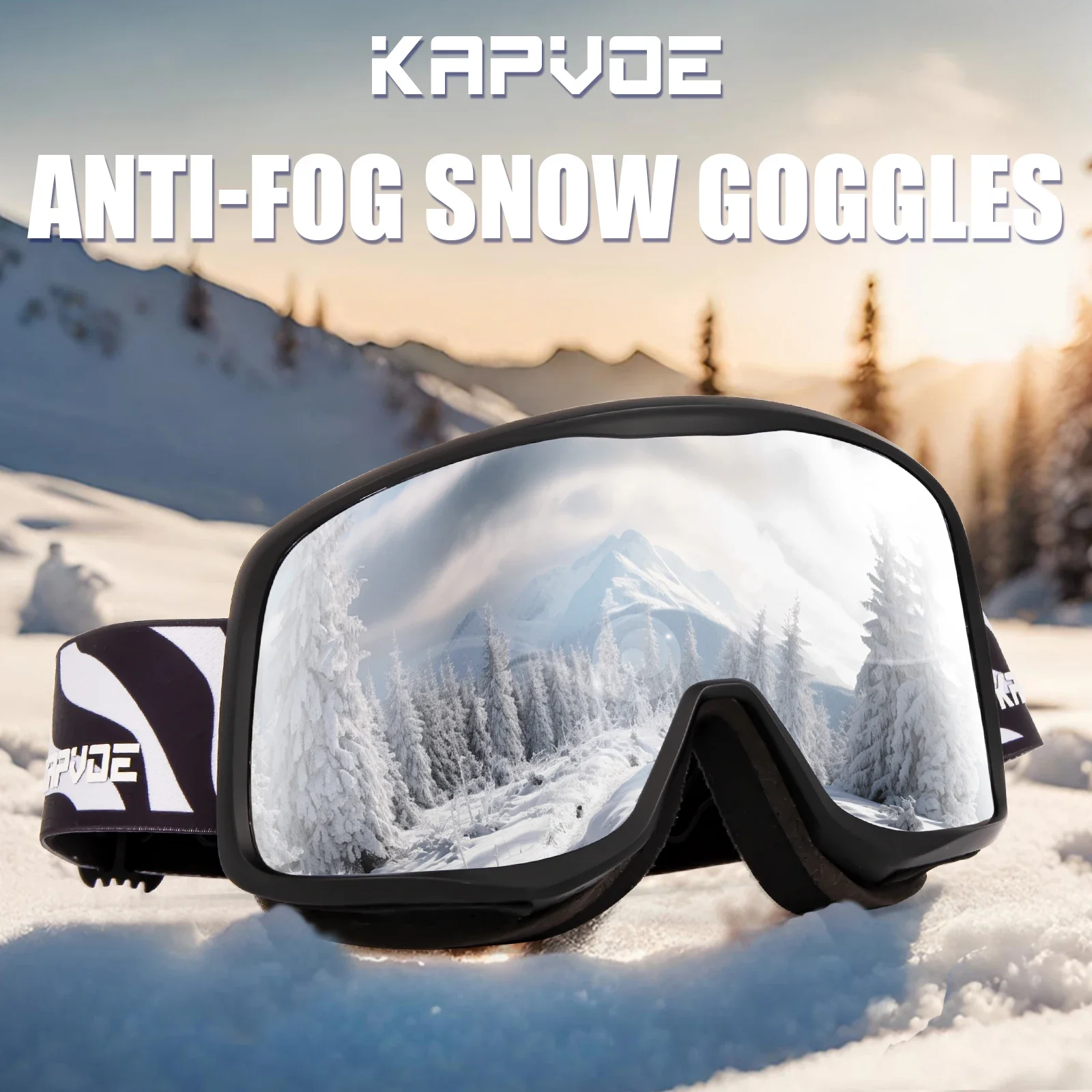 Kapvoe Photochromic Ski Goggle Snowboarding Glasses Skiing Mask Men Women Anti-Fog Lens Eyewear Kit UV400 Snow Snowmobile Adult