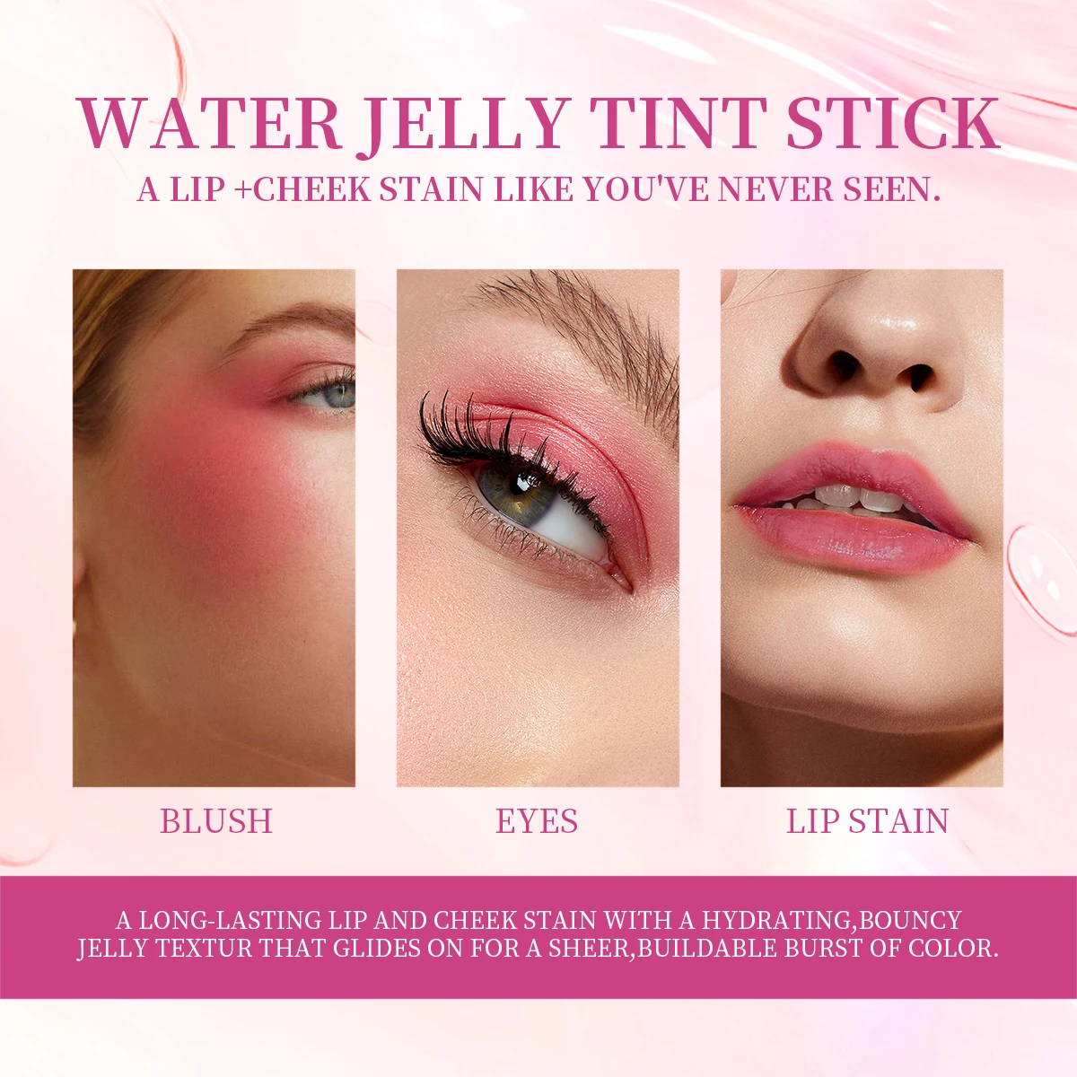 4 Color Jelly Blusher, Moisturizing Crystal Lipstick, Long-lasting Moisturizing Multifunctional Makeup, Suitable For Daily Use 4
