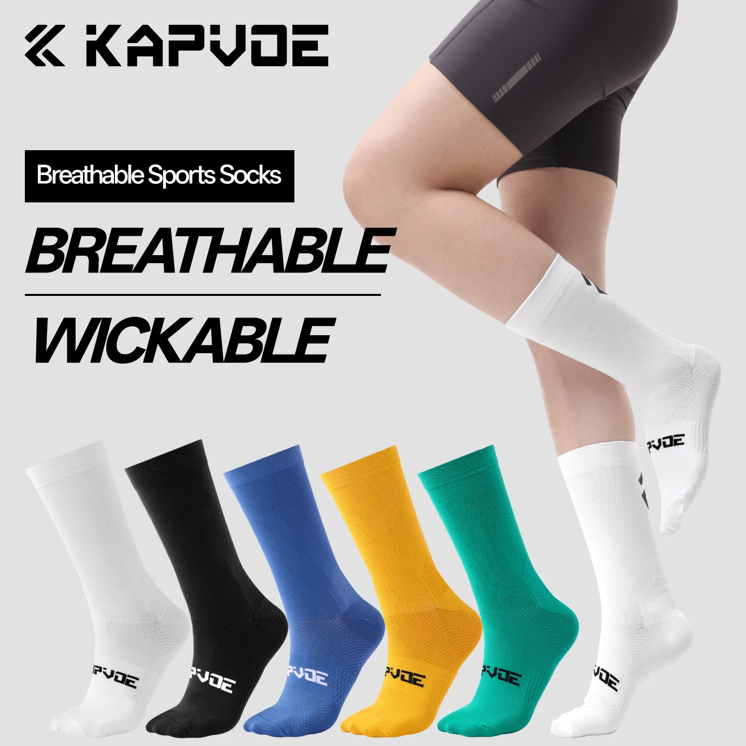 Kapvoe Cycling Socks Sports Socks Anti-slip Football Socks Men Women Non-slip Bike Tennis Sports Grip Riding Soccer Running