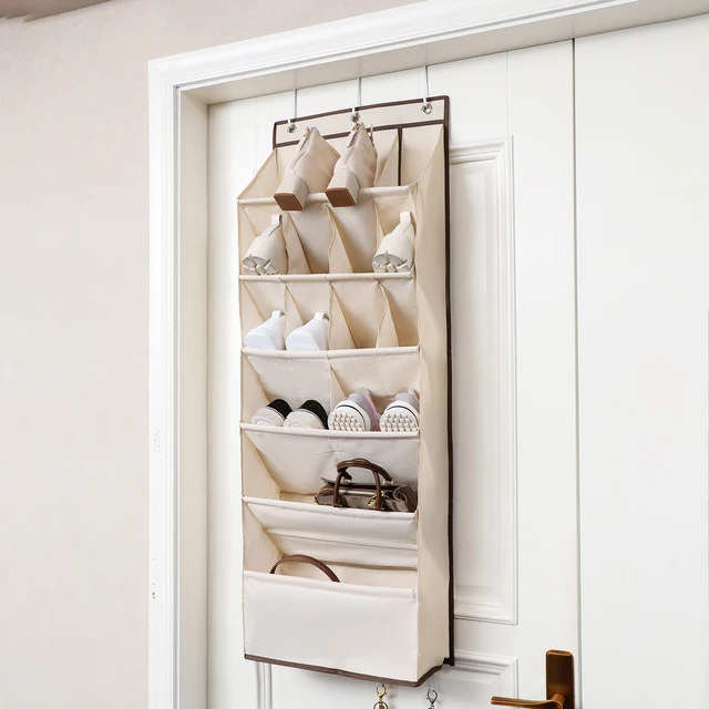 Over The Narrow Door Shoe Organizer With 12 Crystal Pockets Hanging Closet  Door (2 Packs, White)