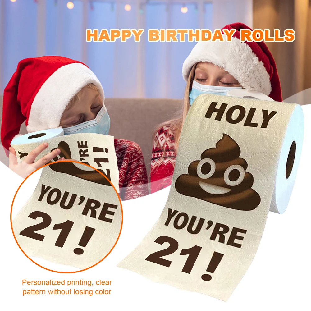 Funny Poop Face Toilet Paper Towel Halloween Decoration Poop Printed Toilet Paper Roll Tissue 30/40/50/60th Birthday Gifts toilet roll paper paper towel paper tissue disposable paper towel