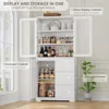 71" Large Bookcase with Glass Display Cabinet and 3 Tier Wide Book Shelves, Tall Bookshelf with 3 Storage Drawers,China Cabinet 4