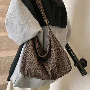 Borsa tote da donna alla moda con stampa leopardata Borsa a tracolla leggera ad alta capacità Borsa a tracolla con tracolla regolabile per tutti i giorni