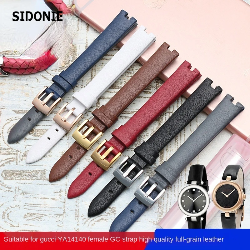 Leather strap suitable for G-C notch ya141501 ya141401 series Gucci women's bracelet  watch accessories 12mm 14mm red black white - AliExpress