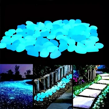 100PCS Glow-in-the-Dark Luminous Garden Pebbles 1