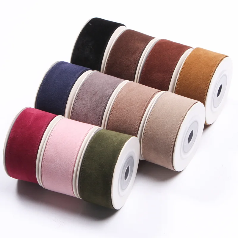 5 Yards/Roll 25 38mm Solid Color Double Face Suede Blank Pressing Velvet Ribbon for DIY Bows for Crafts Clothing Accessories ribbon decoration ribbon supplies velvet ribbon sewing ribbon