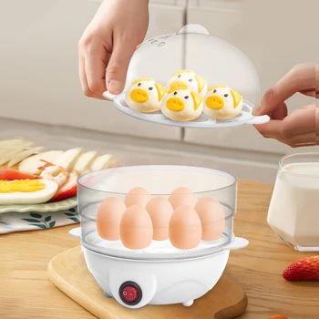 110V/220V Electric Egg Boiler Auto-Off Multifunctional Egg Cooker 3-Layer Portable Milk Steamer for Cooking Breakfast Machine 1