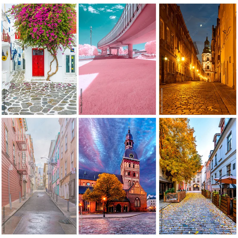 

Vinyl Custom Vintage European Street View Scenery Photography Backdrops Props Wedding Portrait Photo Backgrounds Studio JJD-08