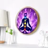 Meditating Namaste Lotus Pose Print Acrylic Wall Clock For Living Room Colorful Chakra Modern Design Home Decor Yoga Wall Watch 5