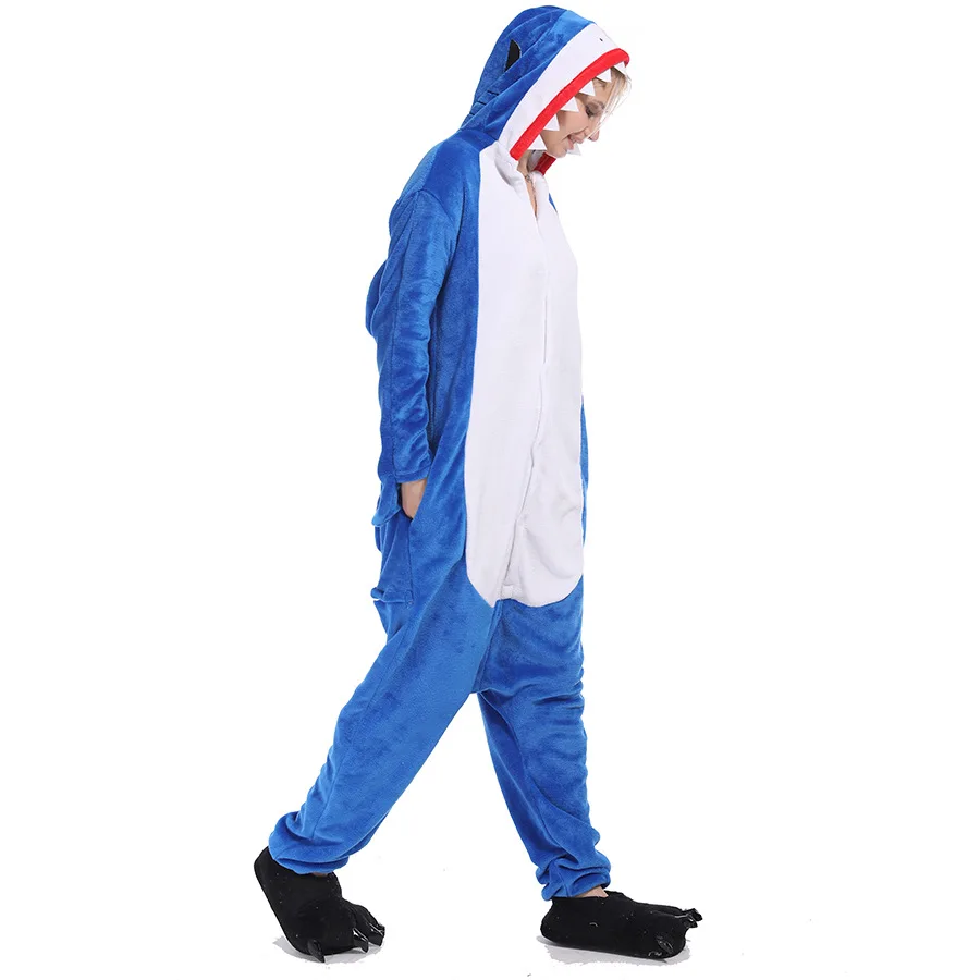 Animal Kigurumi 3D Shark Cartoon Onesies Women Pajamas Anime Onesie For Adults Pyjamas Boys Girls Pijamas Flannel One-Piece