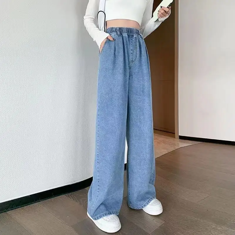 Autumn Winter Plus Velvet High Waist Solid Jeans Women Chic Elegant Fashion Harajuku Trousers Loose Casual All Match Harem Pant