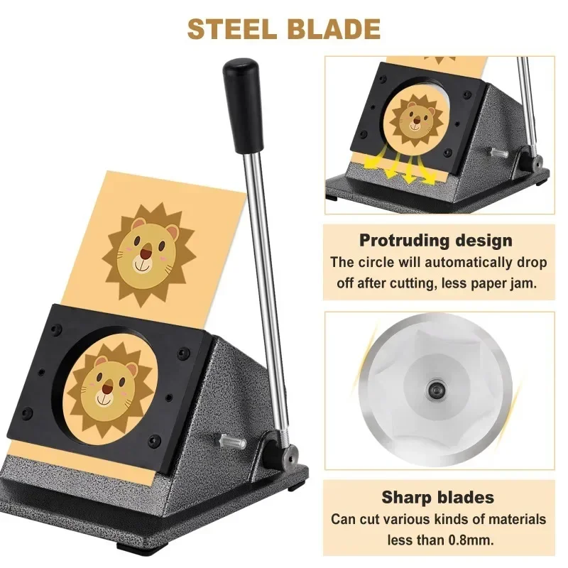 Button Paper Cutter Graphics Punch Cutter Manual Button Making for 25/32/37/44/50/56/58/75mm Circle Paper Punch