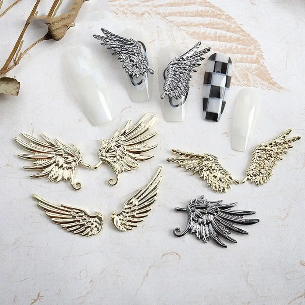 

2Pcs Fashion 3D Gold Silver Nail Decorations DIY Punk Alloy Manicure Ornaments Personality Luxuriant Fingernail Salon