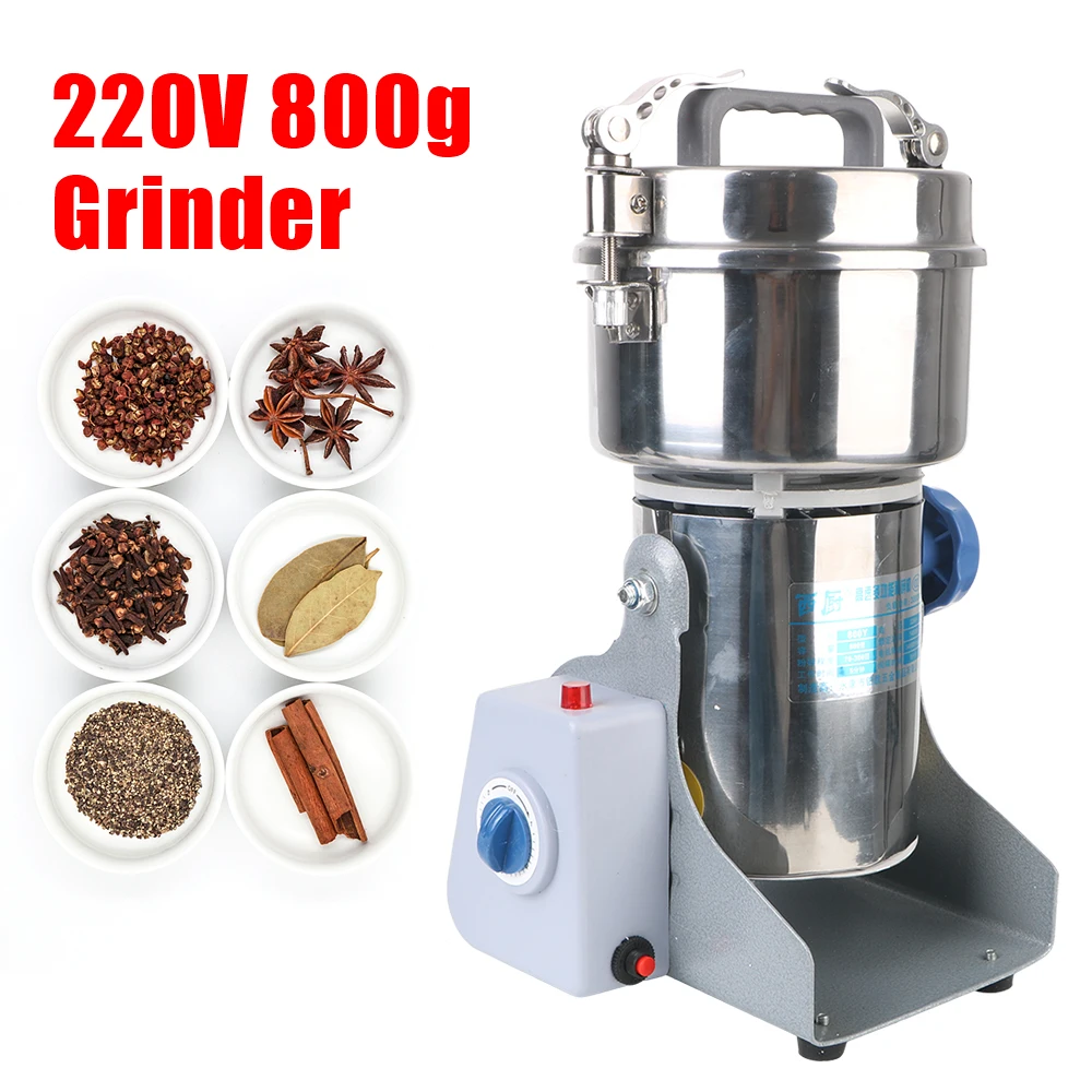 

220V Grinding Machine Dry Food Grinder For Grains Spices Bean Wheat Cereals Coffee Gristmill 800g Flour Powder Crusher Electric