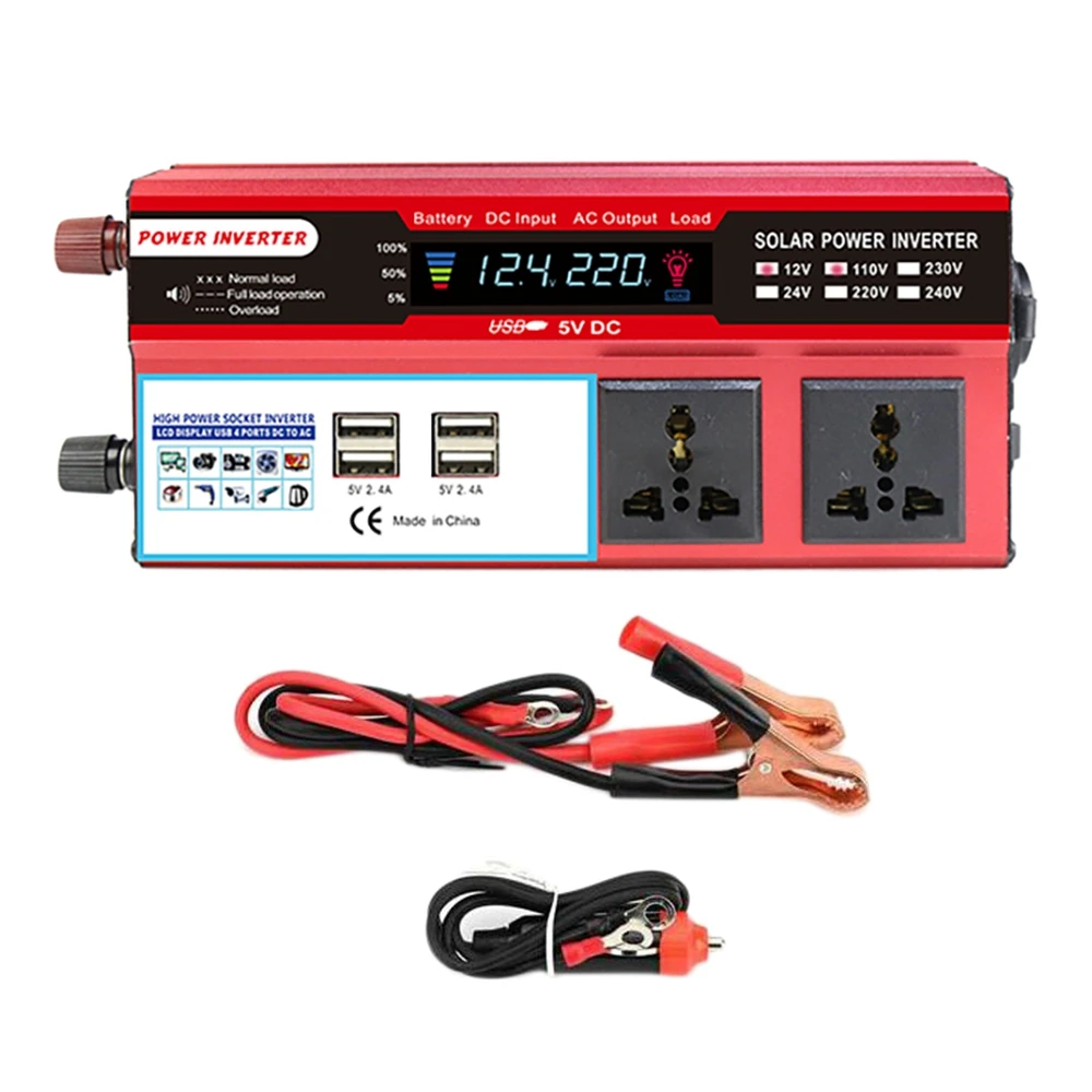 

4000W Car Power Inverter Sine Wave DC 12V to AC 110V 120V Solar Converter 4 USB Converter for Car