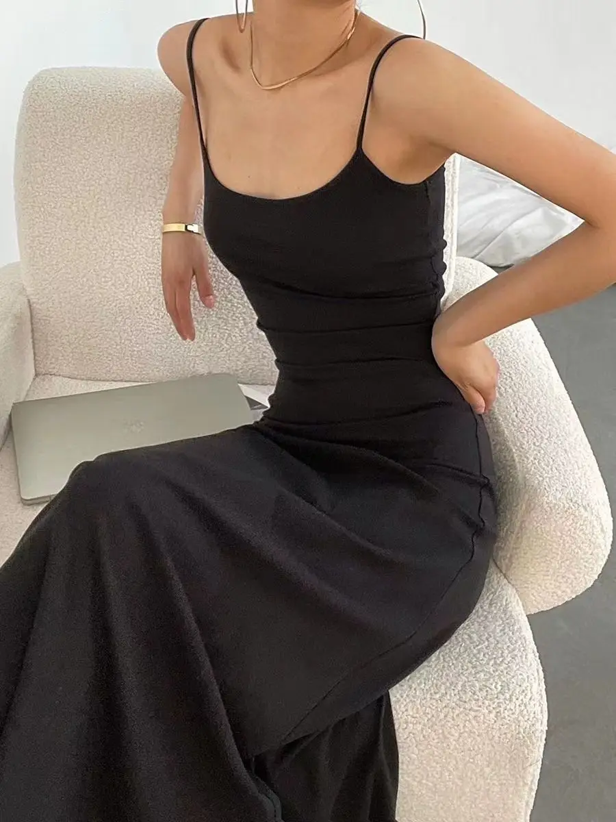 

Fashion Strappy Ruched Sexy Black Dress Irregular Elegant Backless Long Dress Party Summer Dresses Women Clothes Vintage Dress