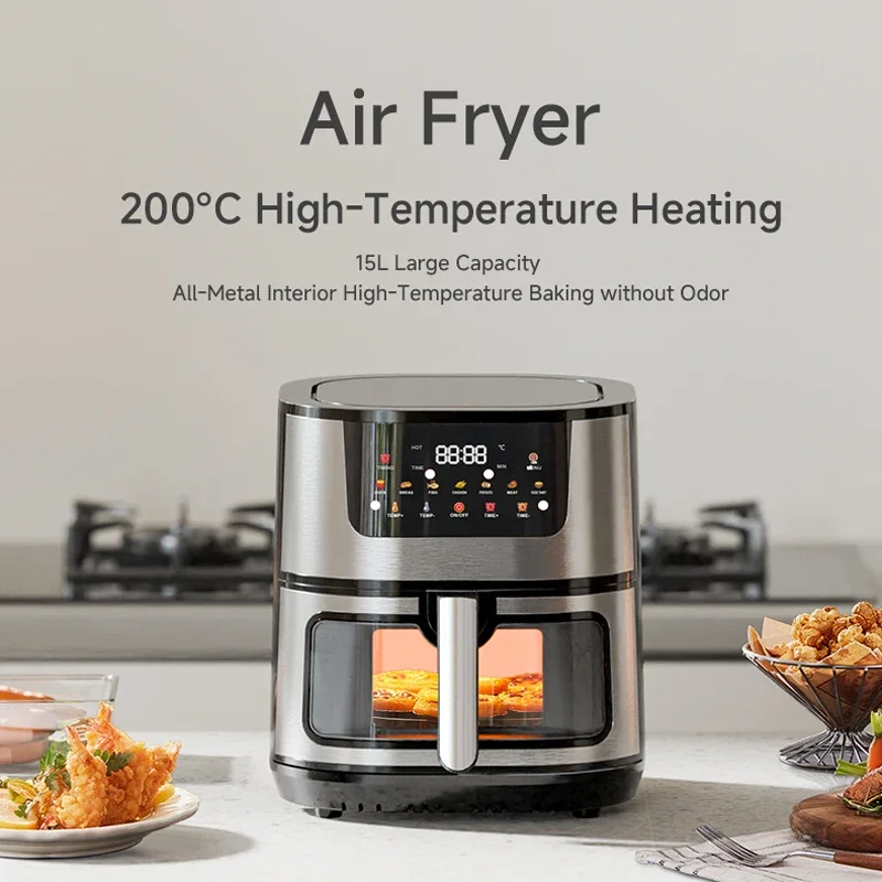 new style visible air fryer 15L stainless steel model high quality luxury style toaster oven oil free easy clean basket 5