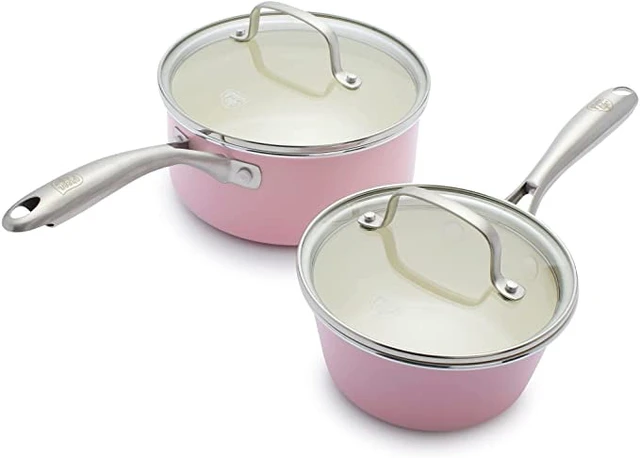 Healthy Ceramic Nonstick, 1QT and 2QT Saucepan Pot Set with Lids, Stainless  Steel Handle, PFAS-Free, Dishwasher Safe, Oven Safe, - AliExpress