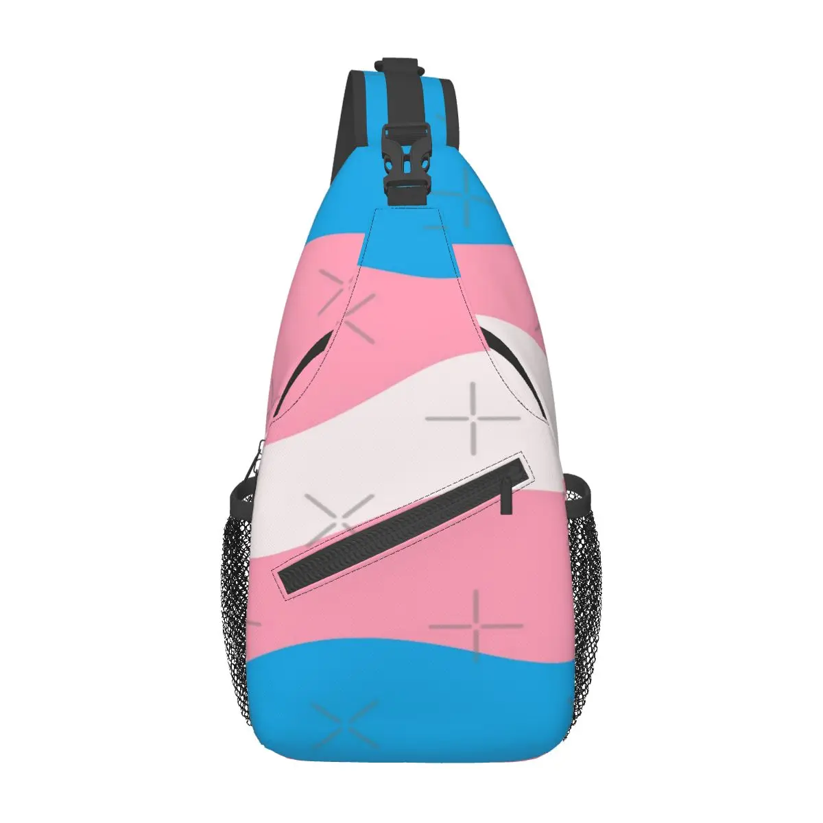 

Wavy Trans Flag Chest Bag Personalized Polyester fabric Travel Nice gift Customizable