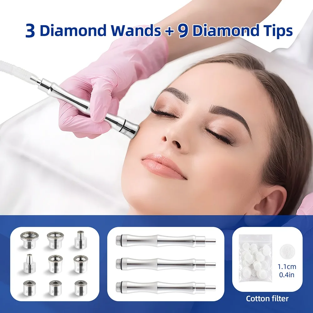 9 Tips 3 Wands Diamond Dermabrasion Accessory Tips For Facial Skin Peeling Blackhead Remover Face Care Beauty