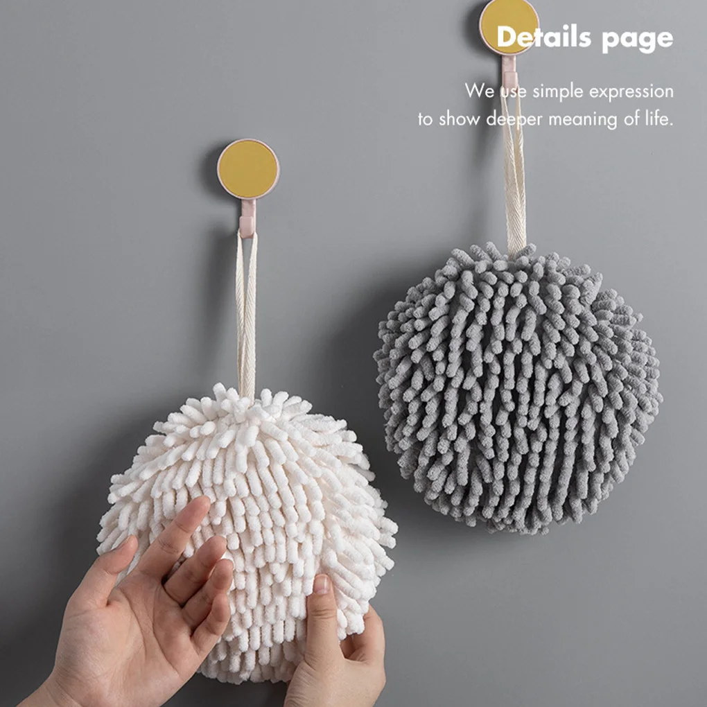 High Quality 1PC Hand Towels Kitchen Bathroom Hand Towel Ball with Hanging Loops Quick Dry Soft Absorbent Microfiber Towels 