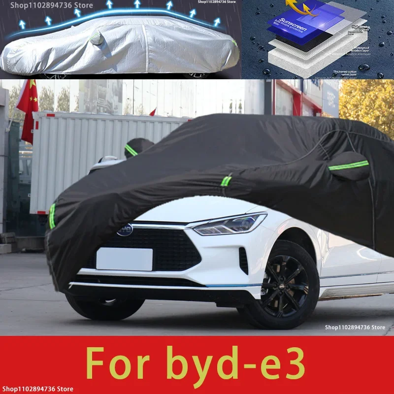 

For byd e3 fit Outdoor Protection Full Car Covers Snow Cover Sunshade Waterproof Dustproof Exterior black car cover