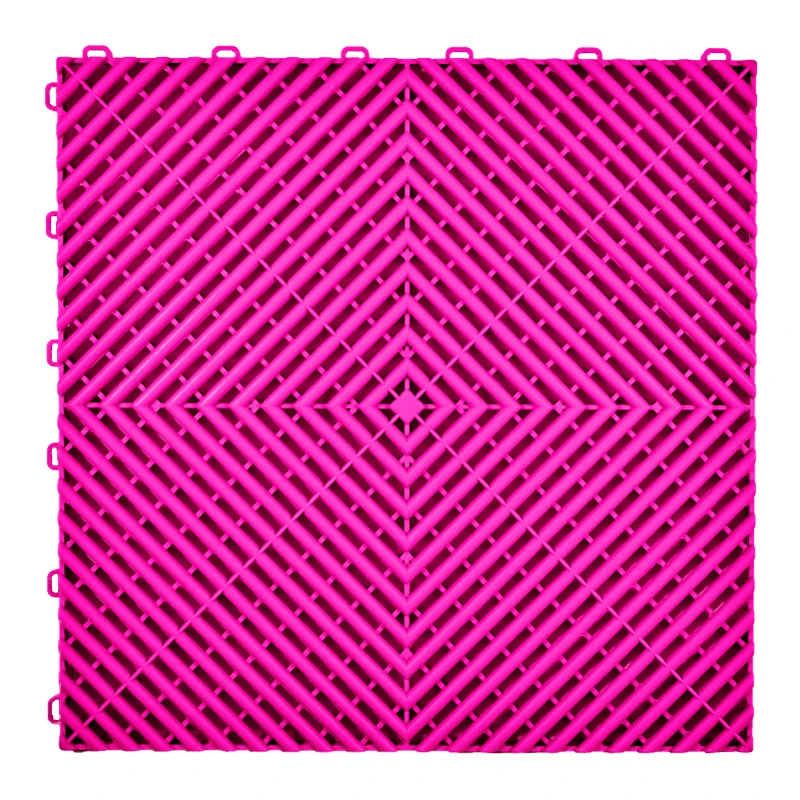 Interlocking Water Diamond Floor Mats - Durable Plastic for Garages and Car Washes
