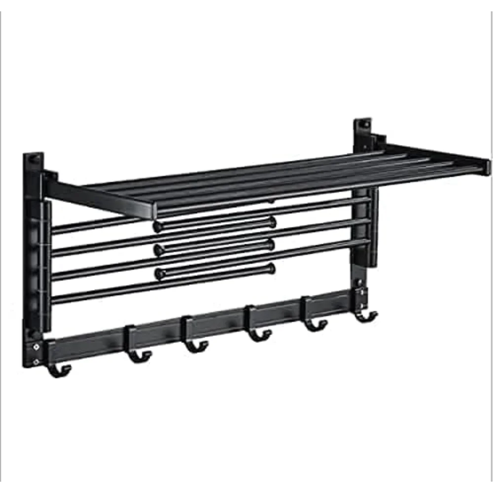 

Xeternity-Made XMSound Clothes Drying Rack ,Wall Mounted Swivel Towel Rack & Hooks and Swing Arms , for Laundry Room