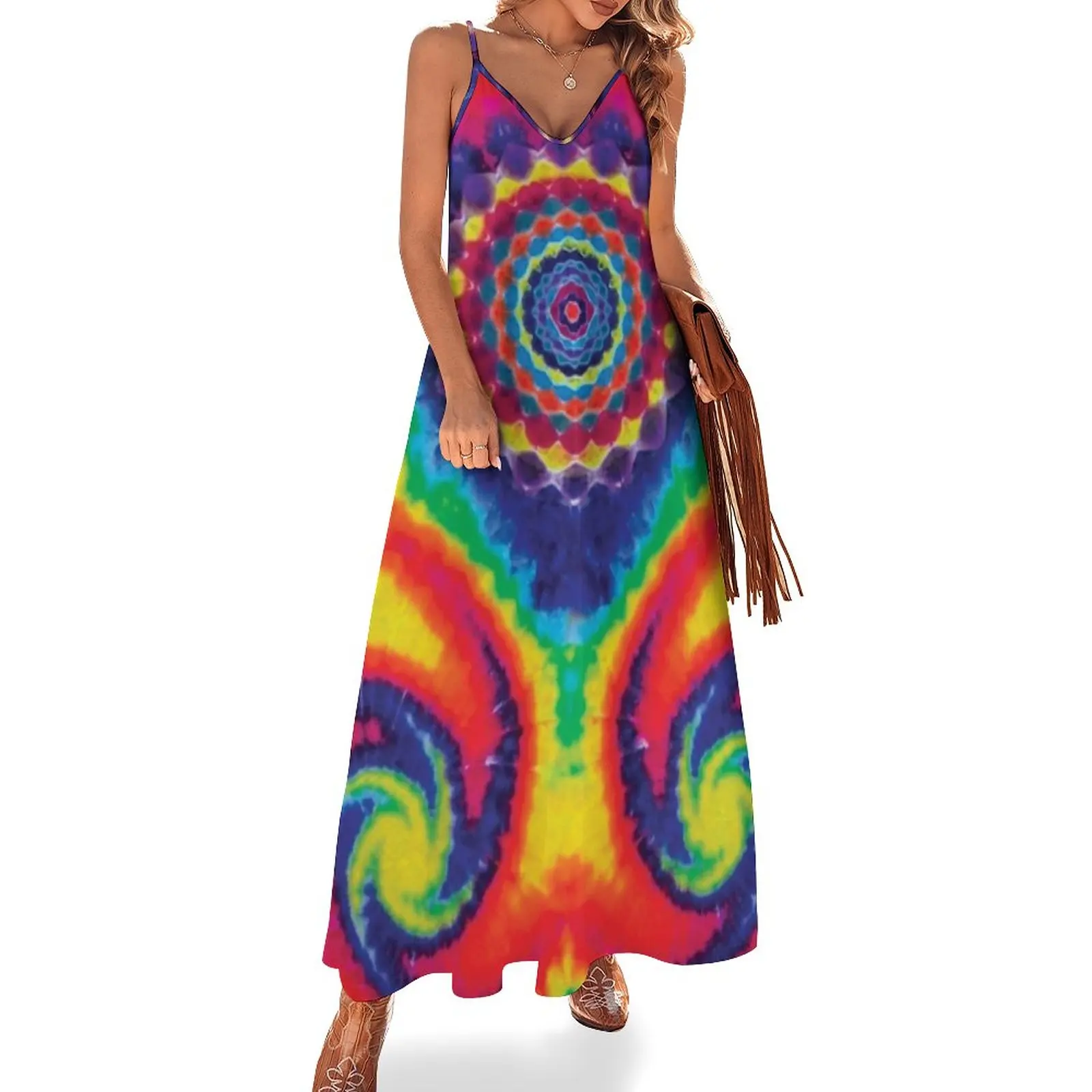 

Mandala Mini Spiral Crumble Rainbow Tie Dye Sleeveless Dress Woman clothes Summer dresses for women festival outfit women