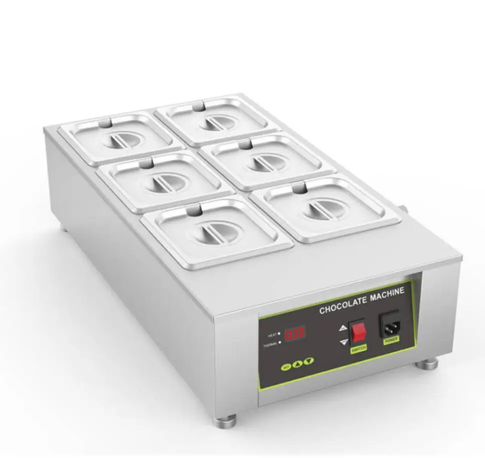 Stainless Steel 6 Lattice Chocolate Melting Pot Top Quality Max Melt 12KG Chocolate Melter Machine Warmer Machine
