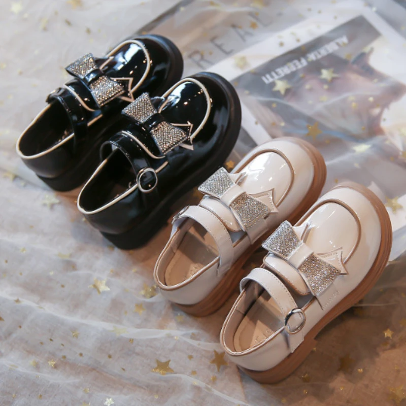 Fashion Girl Shoes New Fashion Versatile Leather Shoe Comfort Non Slip Casual Kids Shoes Exquisite Elegant Classic Princess Shoe
