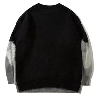 Cat Graphic Knitted Sweater Men Oversized Hip Hop Streetwear Hip Hop Pullover Sweaters Black Loose Casual Sweaters Jumper 2