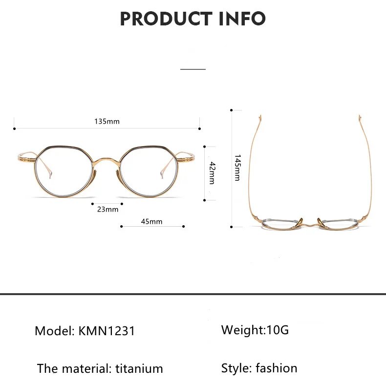 Japanese Style Fashion 10g Ultra-Light Pure Titanium Frame Double-loop design eyeglasses KMN1231 17 S7aaa0b6563e641739283b89a066f89fc4