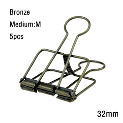 Set of 2-10 Rose Gold and Silver Paper Clip Binder Clips for Office and School Organization (Bronze  5PCS)