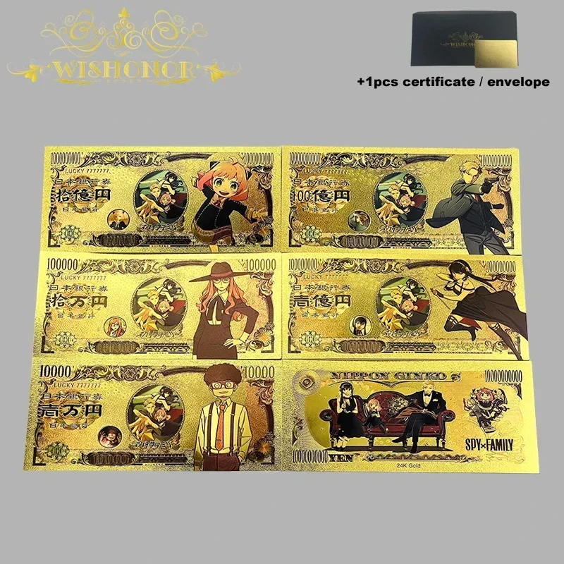 All Styles Japan Anime Banknote Sets 24k Gold Plated For Collection commemorative banknotes gold plated banknote anime banknotes
