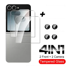 6 - in - 1 Full Coverage Tempered Glass Screen and Camera Lens Protector for Samsung Galaxy Z Flip Series (4in1)