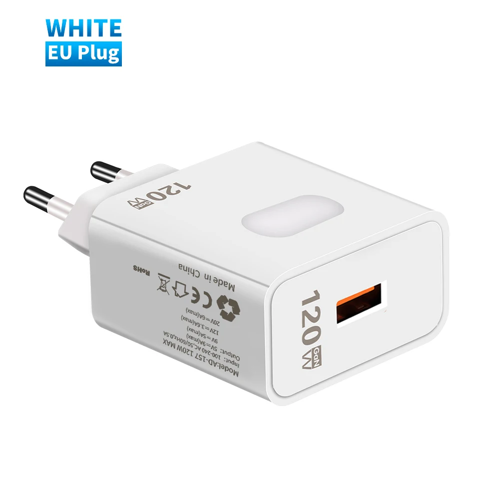 GaN USB Charger Fast Charging Charger Quick Charge 3.0 With 1m 10A Type C Charging Cable EU US Plug Quality Wall Power Adapter